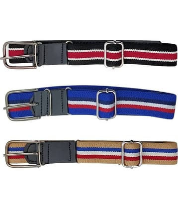 Zacharias Boy's Stretchable Striped Cotton Belt for kids (A-02_Multicolor_Pack of 3) ( 1-4 Years)