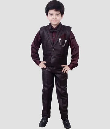 Cherry Tree Pack of 1 Boys Cotton Blend Shirt & Pants Set ( Brown )