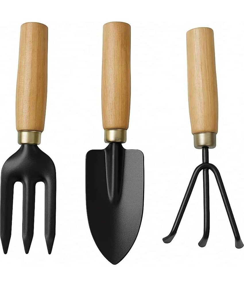 Villwin Gardening Tools kit for Home Hand Cultivator Hand Trowel Garden Fork Gardening Set with Smooth Finish, Durable and Sturdy Wooden Handles with Rust Free Material Set of 3pcs