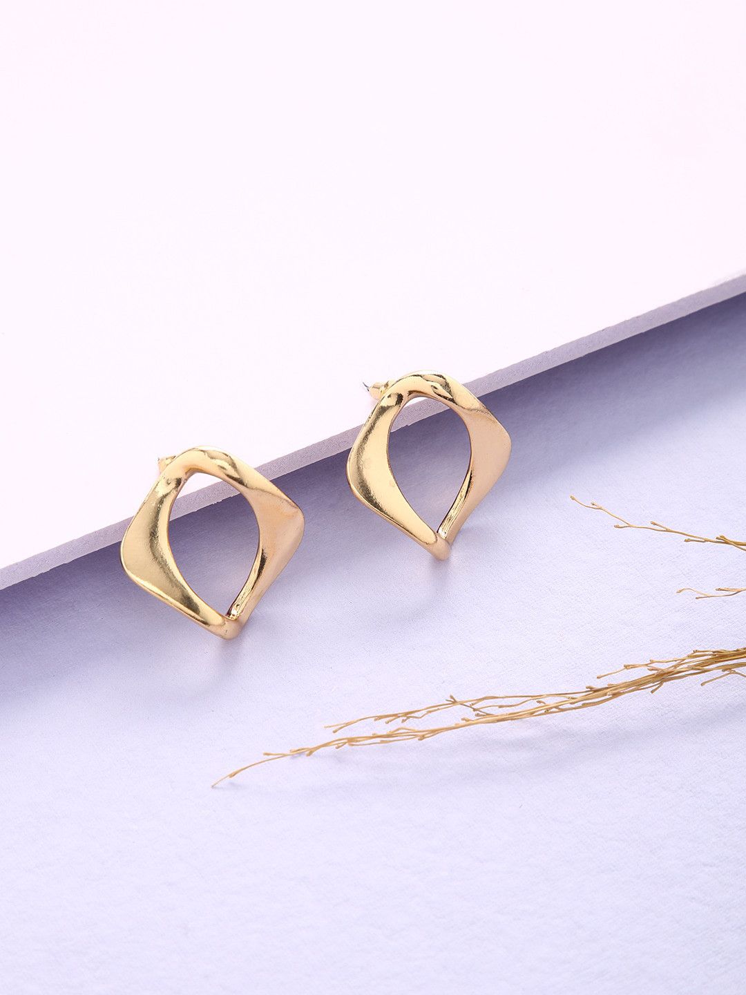 justpeachy Gold-Toned Contemporary Studs Earrings