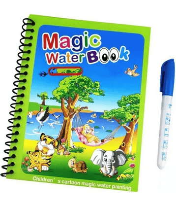 Magic Water Coloring Book Reusable Doodle with Magic Pen Water-Reveal Activity Pad Education Drawing Pad Return Gifts for Kids Multicolor