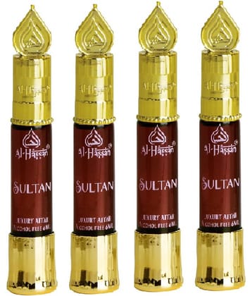 Al - Hassan Sultan Attar For Men & Women Alcohol-free ittar Roll on 6 ml (Pack of 4)