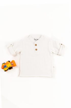 Baby White Plain Muslin Casual Kurta-19007 WHT / White / 1-3M