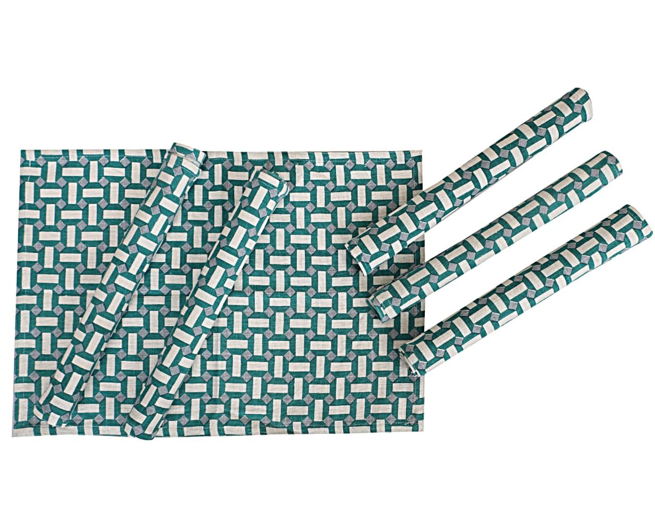 Dining Place Mat Set Green Matrix-Set of 4