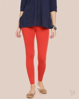 Cotton Ankle Legging - Coral Flame-S / Coral Flame