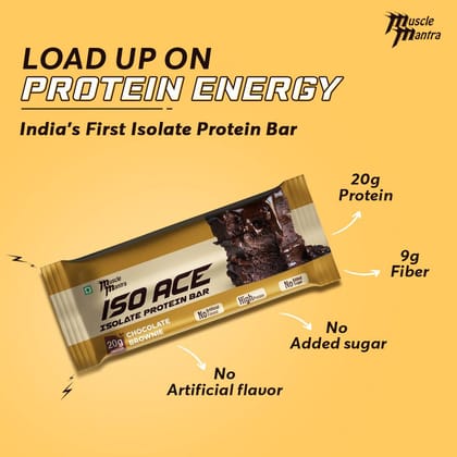 Muscle Mantra ISO ACE Isolate Protein Bar (Box of 6 bars)-Chocolate Brownie