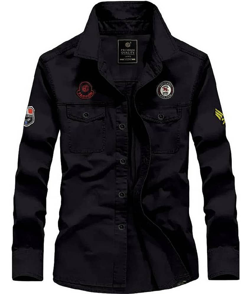 VENIZ WESTERN WEAR Cotton Blend Regular Fit Solids Full Sleeves Men's Casual Shirt - Black ( Pack of 1 )