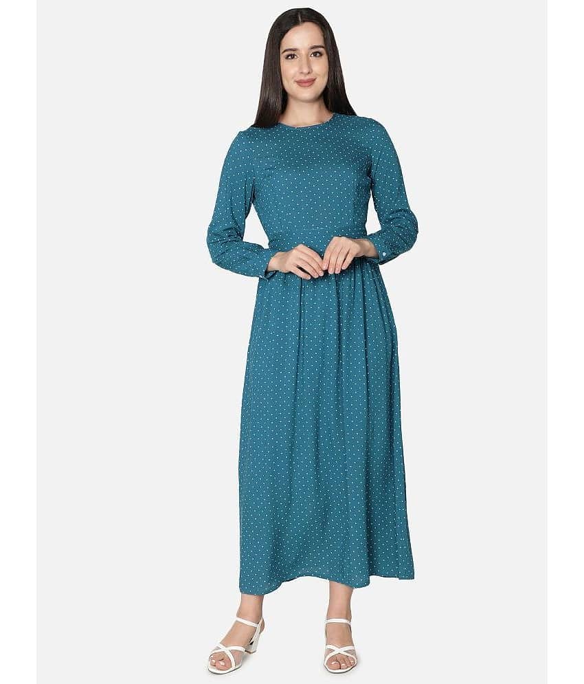 NUEVOSDAMAS Women Rayon Printed A-line Dress ( Black )