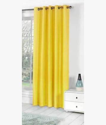 N2C Home Solid Semi-Transparent Eyelet Curtain 9 ft ( Pack of 1 ) - Yellow