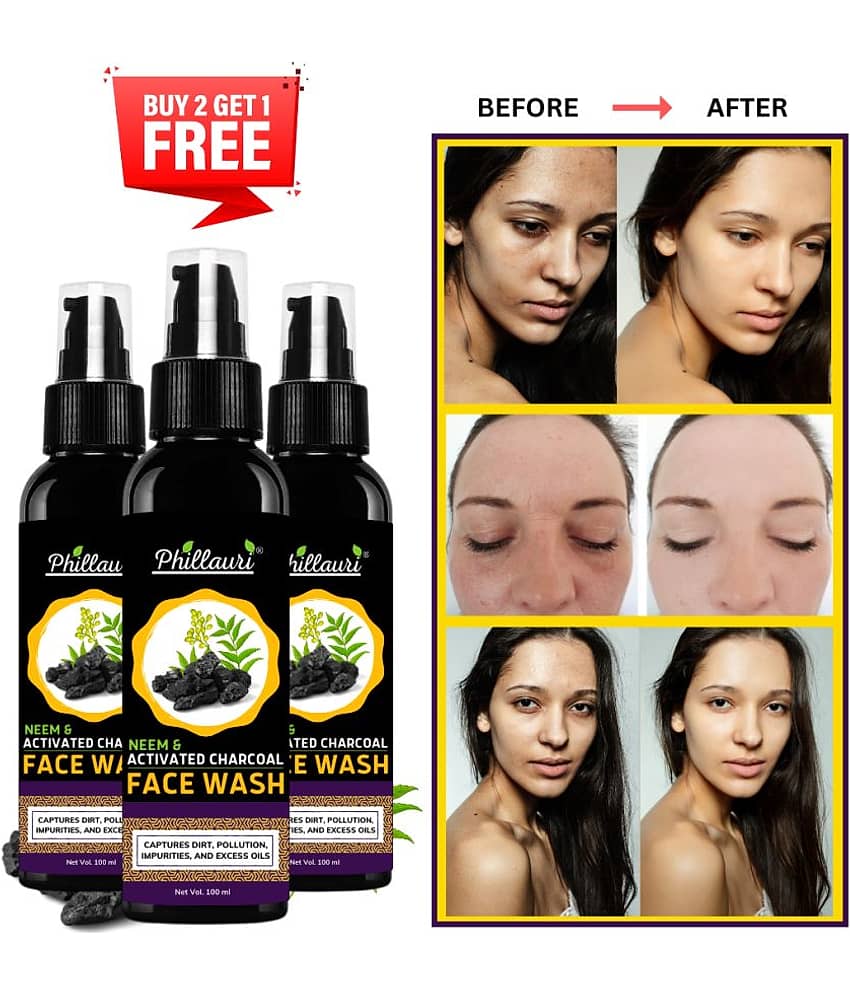 Phillauri Face Wash Acne Control - With Neem & Charcoal Face Wash - 100ml - Pack of 3