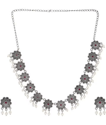 PUJVI - Silver Alloy Necklace Set ( Pack of 1 )