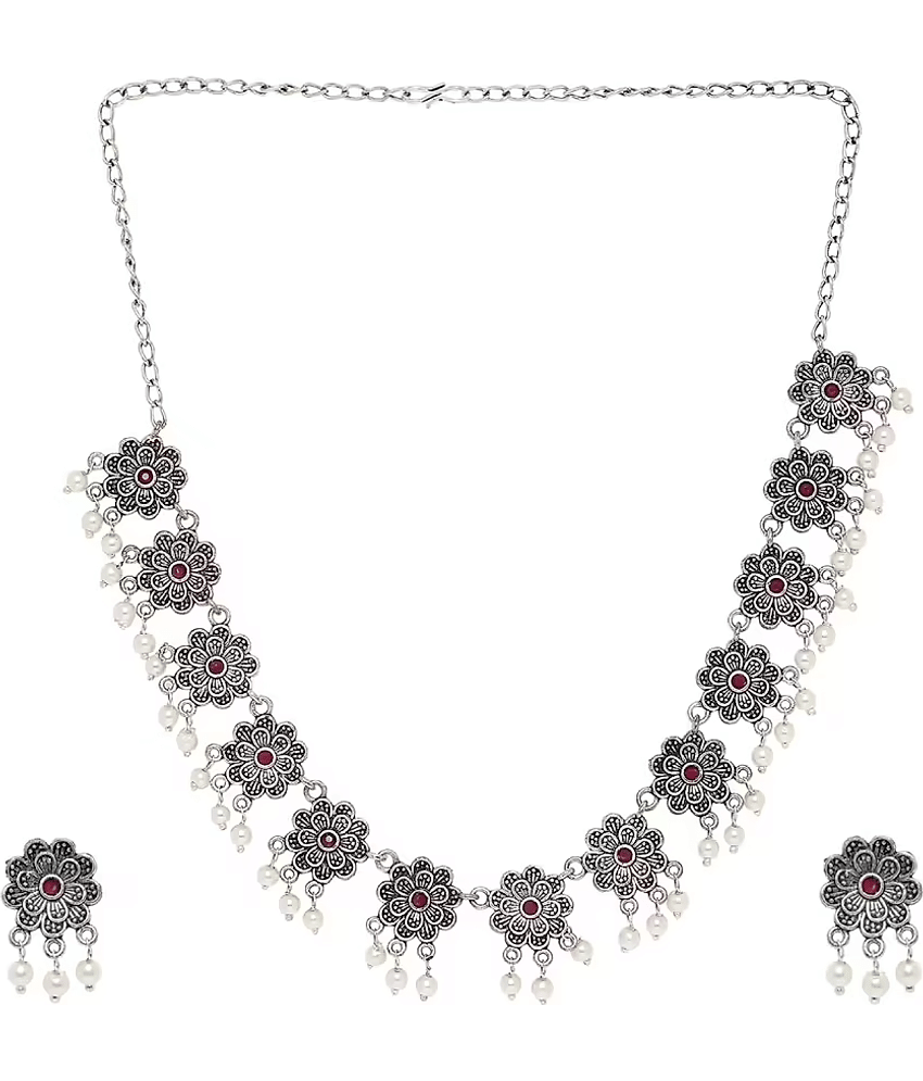 PUJVI - Silver Alloy Necklace Set ( Pack of 1 )