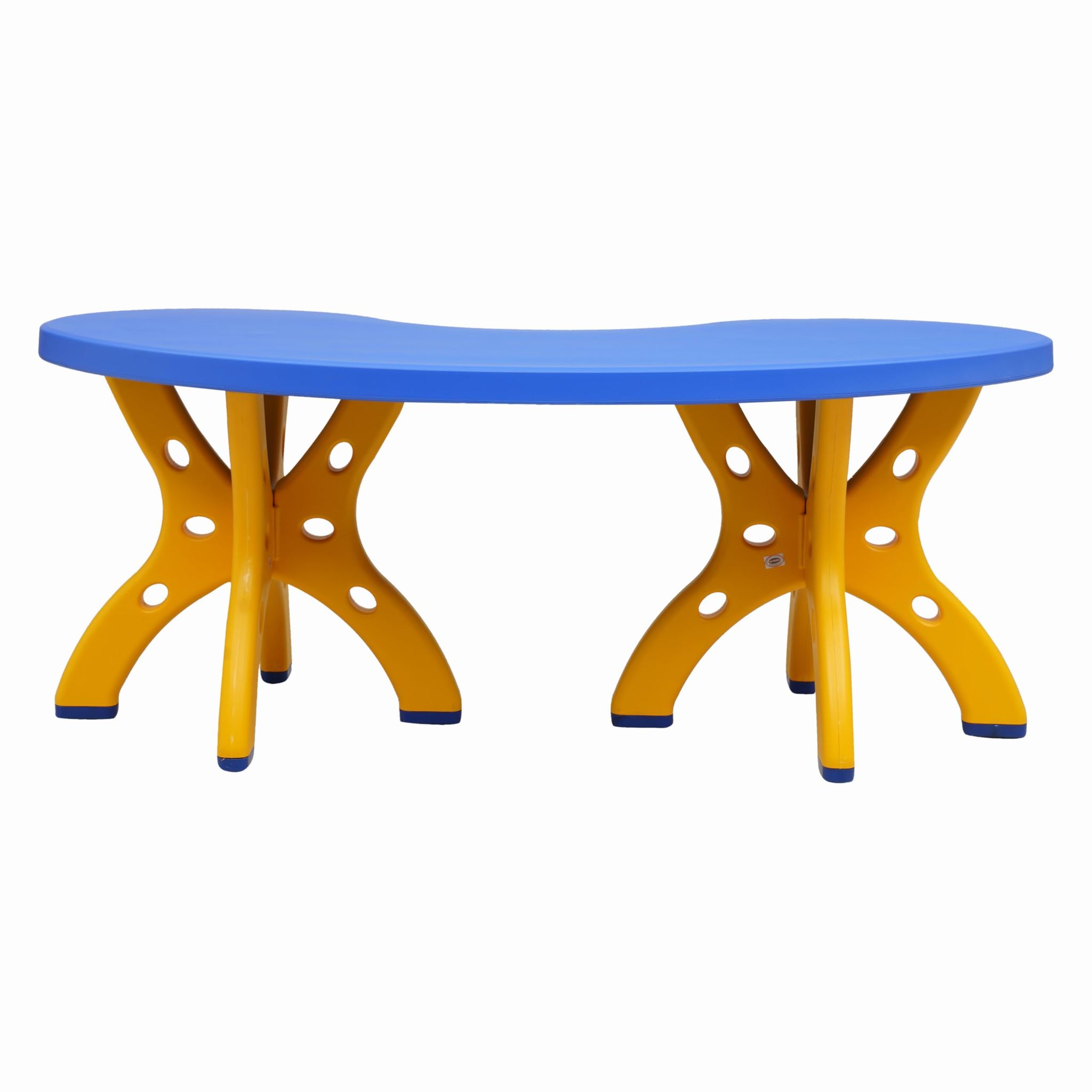 Supreme Furniture Crescent Plastic Baby Stylish Table for Home, School, Study Room, Kindergarten, Playroom and Library-(Blue-Yellow, Set of 1 Piece)