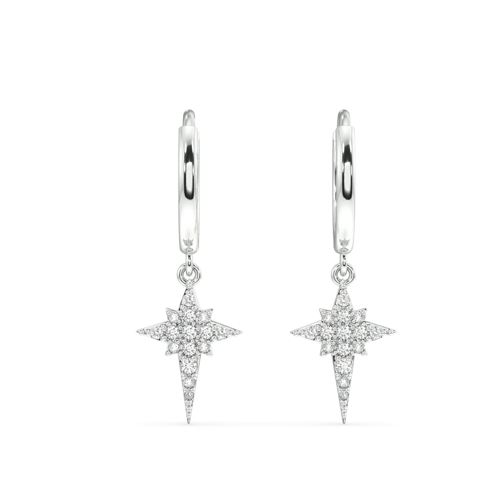Elongated Star Hoop pair-14k gold plated