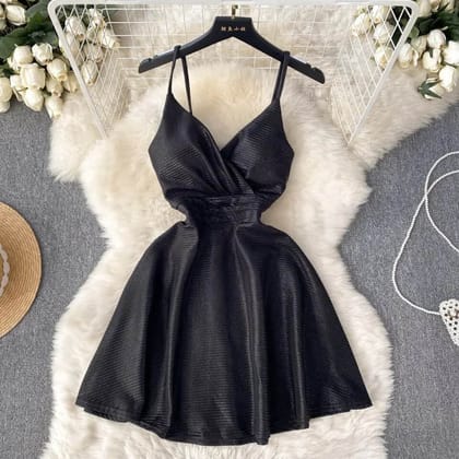 Ginny metallic skater dress-Black / M
