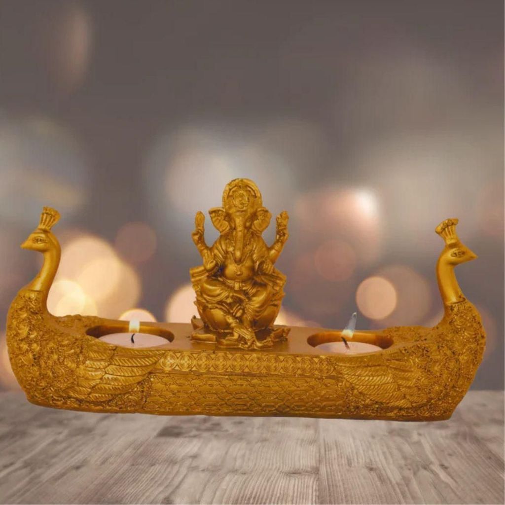 Golden Ganesha Deepak For Pooja Room & Home Decor - Pooja Needs | Buy online on ZillyBuy