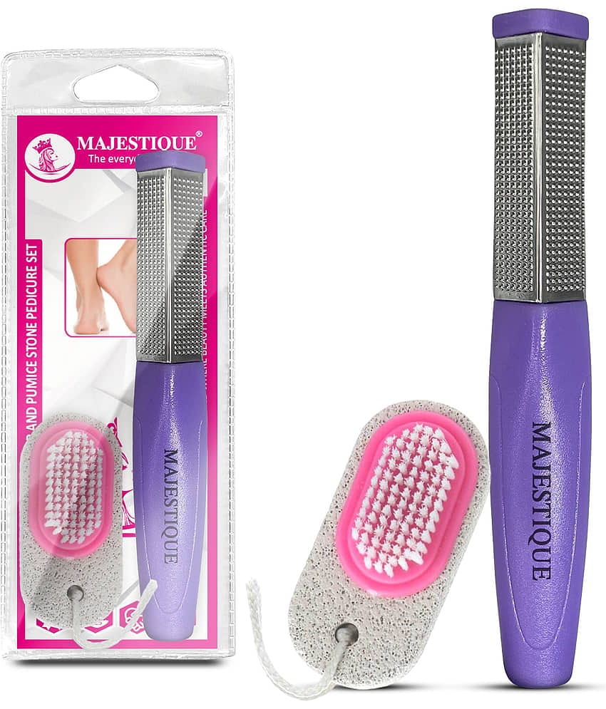 Majestique Foot Scraper and Pumice Stone Pedicure Set Lightweight and Easy to Use - 2Pcs/Multicolor