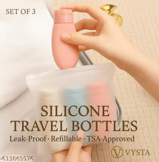 VYSTA 3 piece silicon travel bottles for toiletries