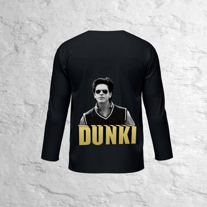 Dunki Printed Full Sleeves Oversized T-Shirt-M / Black / 260 GSM (100% Cotton)