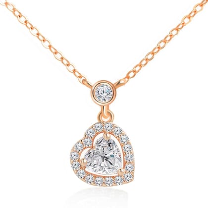 Brass 18k Rose Gold St Valentine Heart Pendant For Women-Pink