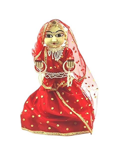 Rajasthani Traditional Handmade Wooden Gangaur and Ishar Idols with Clothing & Jewellery 9 Inch.