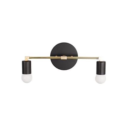 Modern Wall Sconce 2 Holder Brass Antique & Metal Black Vanity Light