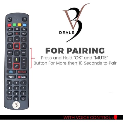 V3Deals Compatible Remote Control for Jio Fiber with Voice Control (Pairing Required) Jio Fibre Set Top Box (Exactly Same Remote Will Work Only) - Please Match The Image with Your Old Product (Jio Voice)