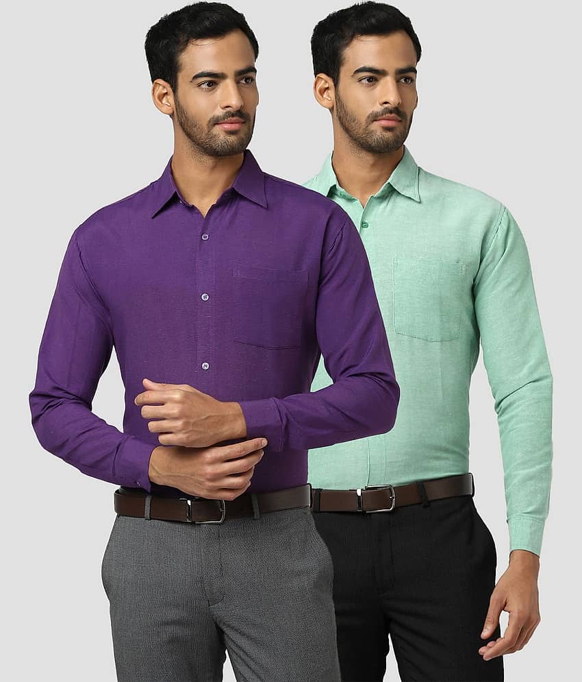 DESHBANDHU DBK - Multicolor Cotton Regular Fit Men's Formal Shirt (Pack of 2)