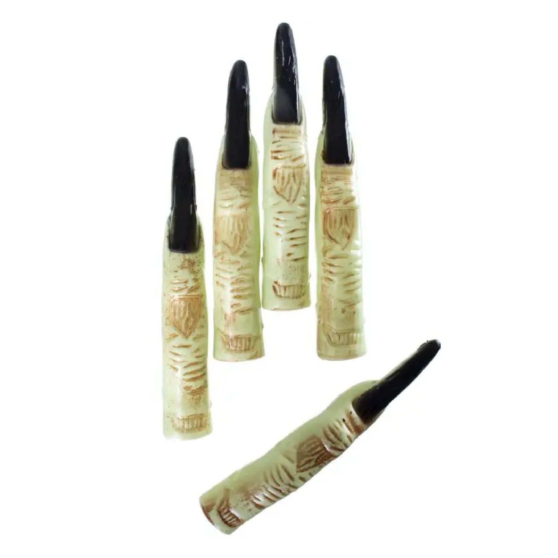 Fake Fingers with Black Long Nails Witch Costume Accessory - 10PC