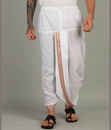Shyam Handloom Silk Men's Dhoti White ( Pack of 1 )