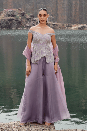 ORCHID OFF-SHOULDER PEPLUM SET-XS