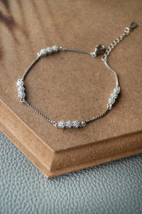 Sparkling Station Sterling Silver Chain Bracelet-Silver / 6 inches adjustable upto 8 inches