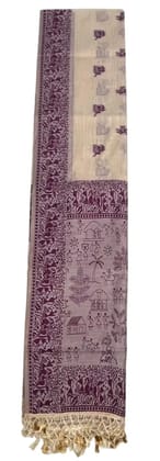 Saura Art Cotton Saree Cream Mauve Elephant Buti Pallu