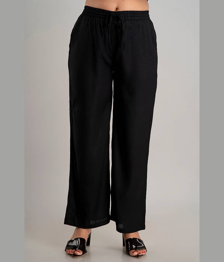 MAUKA - Black Rayon Straight Women's Palazzos ( Pack of 1 )