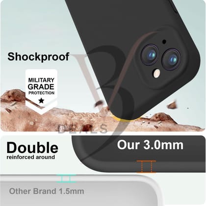 V3Deals Silicone Back Cover Case Compatible for iPhone15, Full Body Protection with Camera and Screen Protection, Military Grade Shockproof, 3.0mm Thickness