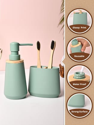 VON CASA 2Pcs Green Polyresin Bathroom Set