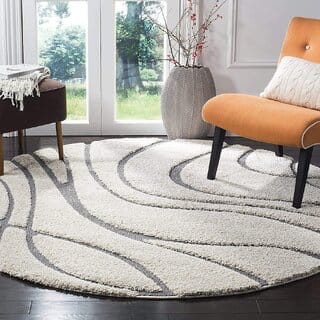 GALLERY HOME Silky Smooth Anti-Skid Shaggy Round Carpet with 2 inch Thickness (5 x 5 Round, Ivory K4)
