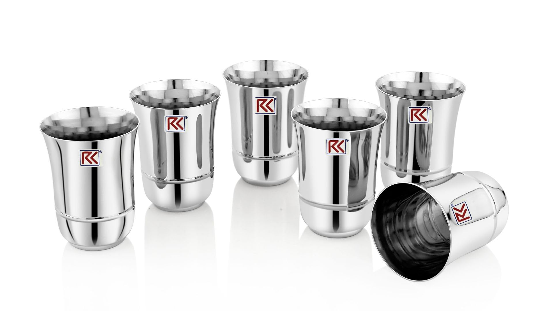 RK Stainless Steel Glass Set of 6-300Ml Each | Mirror Polish, Food Grade | Scratch Resistant, Serving Glass | for Water Juice (Silver)