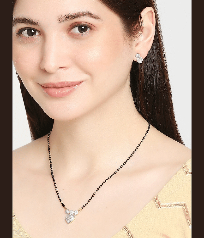 Pujvi Fashions Women pride AD Heart mangalsutra Set for Womens.