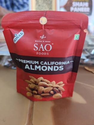 SAO Foods Premium California Almonds (500g) | 100% Natural & Crunchy Badam | Nutritious Dry Fruits in Zip-Lock Pouch