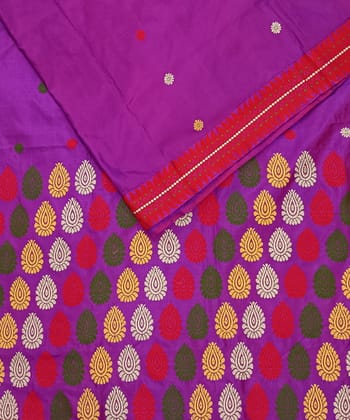 Purple red silk handloom assam saree