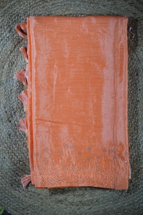 Orange colour double tone Saree-Light Orange