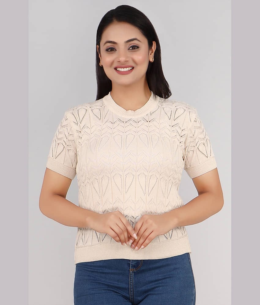 FEVERFEW Cream Cotton Women's Regular Top ( Pack of 1 )