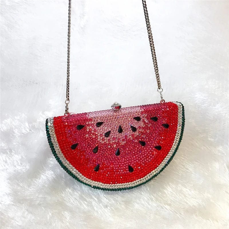 Luxury Wedding Diamond Evening Bag Bling Crystal Rhinestone Watermelon Purse For Women