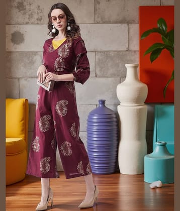 Pannkh Maroon Cotton Jumpsuit - Single