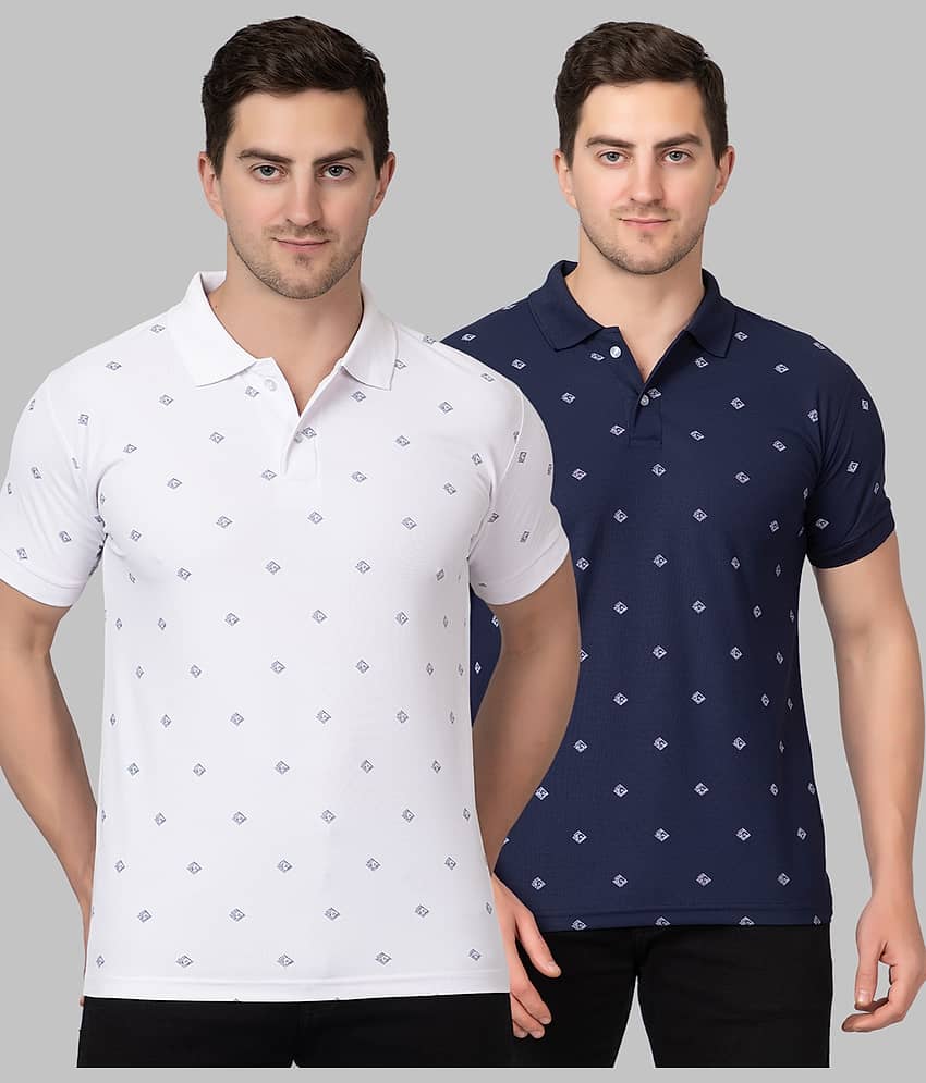 Zeffit Pack of 2 Polyester Regular Fit Printed Half Sleeves Men's Polo T Shirt ( Multicolor )