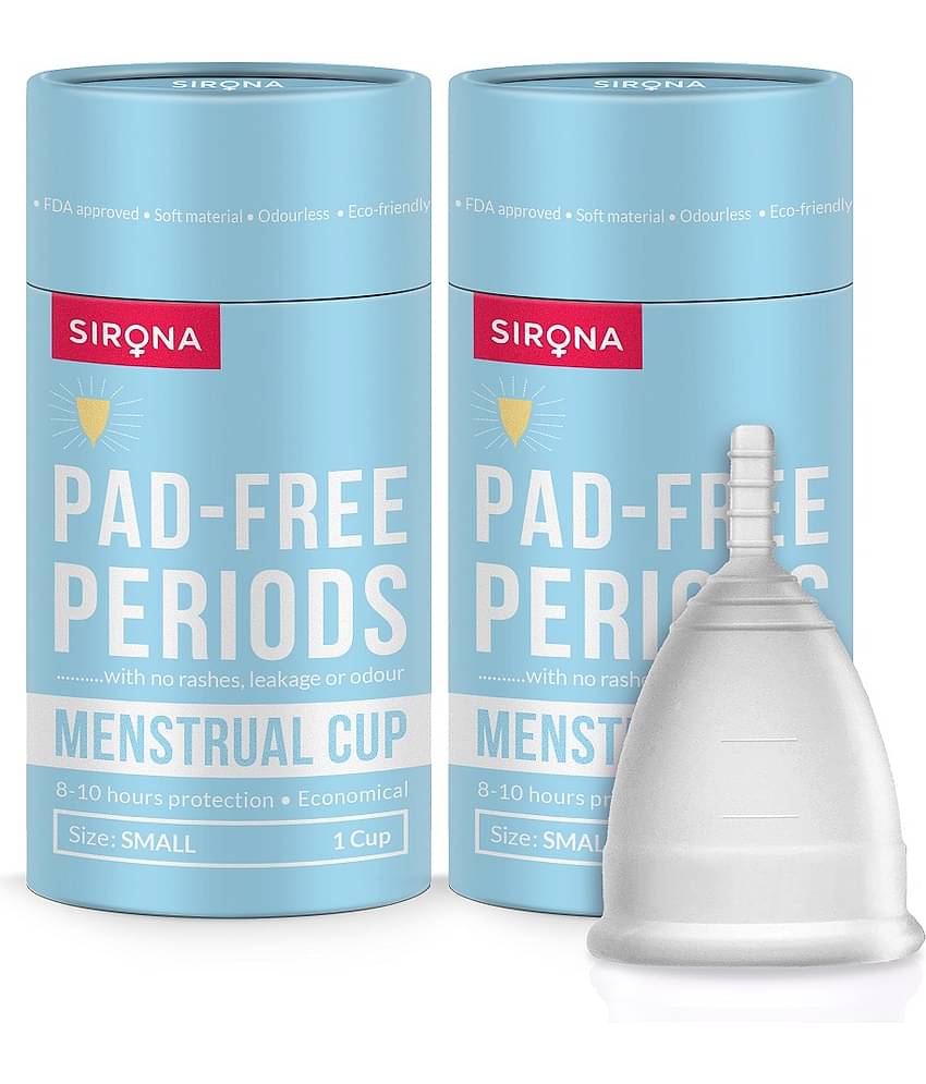 Sirona Reusable Menstrual Cup for Women - Small Size with Pouch (Pack of 2), Ultra Soft, Odour and Rash Free, No Leakage