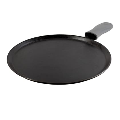 TRILONIUM Unicorn Triple Seasoned Cast Iron Dosa Tawa 29cms | Induction Compatible | Free Silicone Heat Proof Sleeve Grip for hot Handle