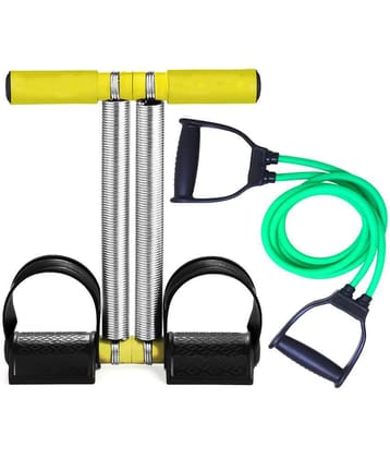 Double Spring Tummy Trimmer For Workout & Heavy Resistance Tube Ab Exerciser - Green