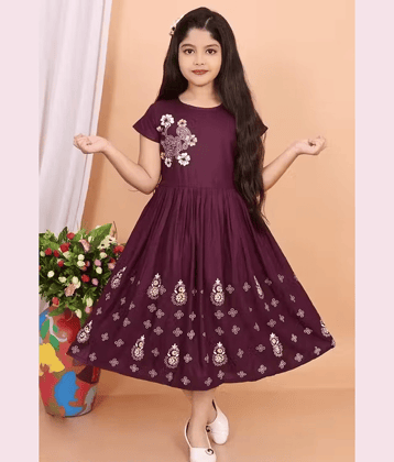 DS DRESSES Cotton Blend Frock For Girls ( Pack of 1 , Blue )